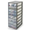 Tour en plastique 8 tiroirs Kontor gris H. 68 x L. 36,5 x P. 26 cm