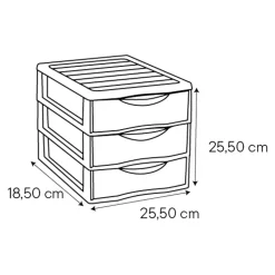 Tour en plastique 3 tiroirs Kontor gris H. 25,5 x L. 18,5 x P. 25,5 cm