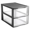 Tour en plastique 2 tiroirs Kontor gris H. 25,5 x L. 26 x P. 37 cm