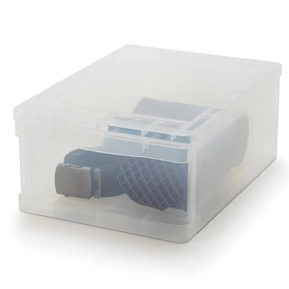 Tour en plastique 1 tiroir Kontor transparent H. 14 x L. 35 x P. 25,5 cm