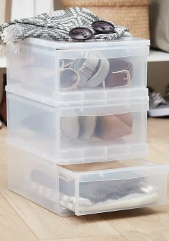 Tour en plastique 1 tiroir Kontor transparent H. 14 x L. 35 x P. 25,5 cm