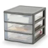 Tour en plastique 3 tiroirs Kontor gris H. 17 x L. 21 x P. 18 cm