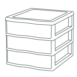 Tour en plastique 3 tiroirs Kontor gris H. 17 x L. 21 x P. 18 cm