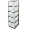 Tour en plastique 5 tiroirs Kontor gris H. 105,5 cm x L. 30 cm x P. 38 cm