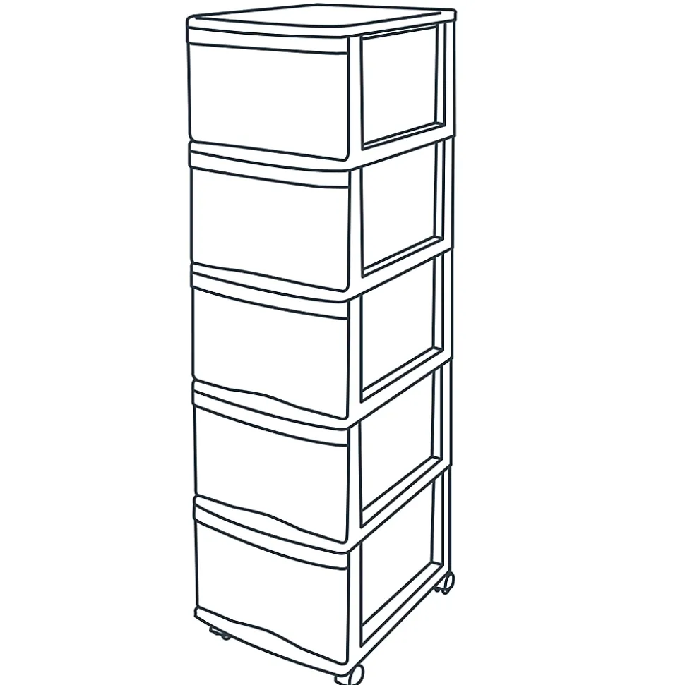 Tour en plastique 5 tiroirs Kontor gris H. 105,5 cm x L. 30 cm x P. 38 cm
