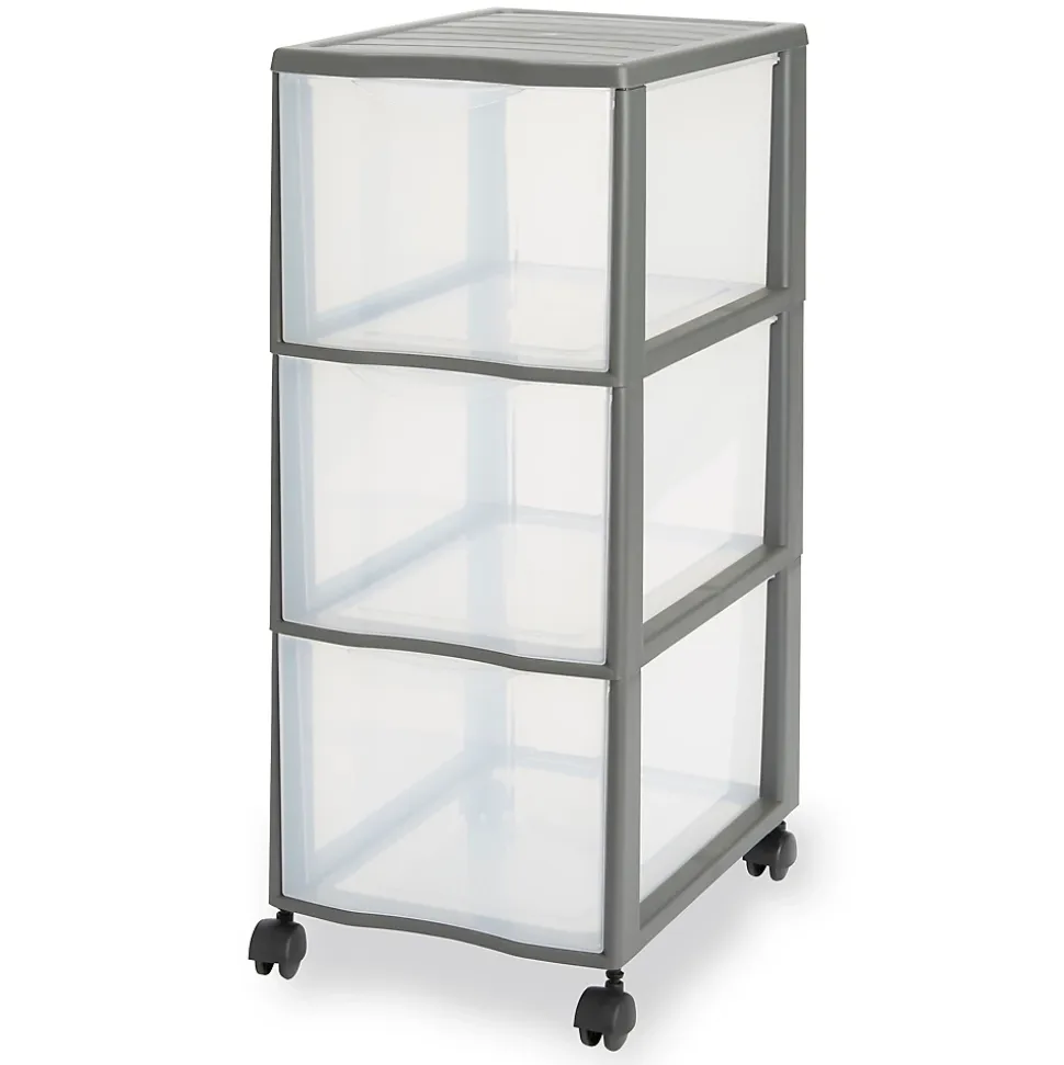 Tour en plastique 3 tiroirs Kontor gris H. 63,5 x L. 36,5 x 26 cm
