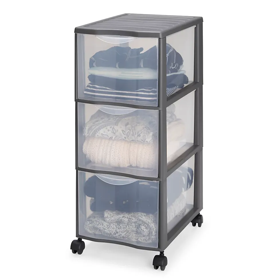 Tour en plastique 3 tiroirs Kontor gris H. 63,5 x L. 36,5 x 26 cm