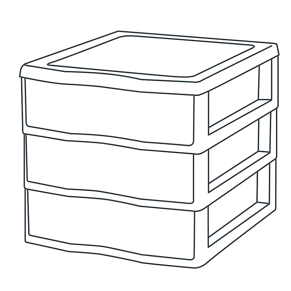 Tour en plastique 3 tiroirs Kontor gris H. 25,5 x L. 25.5 x P. 36 cm