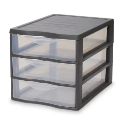 Tour en plastique 3 tiroirs Kontor gris H. 25,5 x L. 25.5 x P. 36 cm