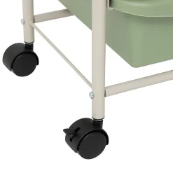 Tour rangement 5 tiroirs Deskolor avec roues beige et vert - Beige- 5five