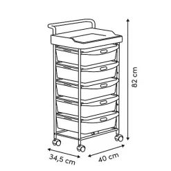 Tour rangement 5 tiroirs Deskolor avec roues beige et vert - Beige- 5five