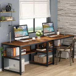 Tribesigns 200 cm Bureau avec Rangement pour Deux Personnes
