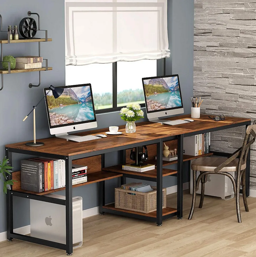 Tribesigns 200 cm Bureau avec Rangement pour Deux Personnes