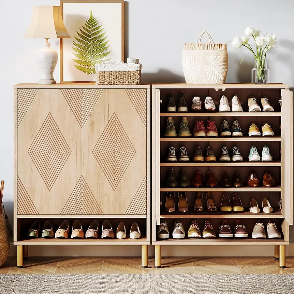 Tribesigns Armoire à chaussures avec 2 portes 6 étages pour 25 paires de chaussures