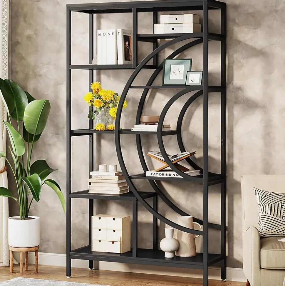 Tribesigns Bibliothèque géométrique industrielles à 8 Niveaux Noir