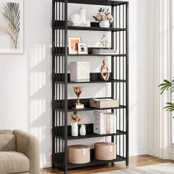 Tribesigns Bibliothèque Étagère Rangement 6 Niveaux, 190 cm Haute, Étroite, Autoportante pour Salon , 80x30x190 cm (Noir)