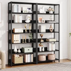 Tribesigns Bibliothèque Étagère Rangement 6 Niveaux, 190 cm Haute, Étroite, Autoportante pour Salon , 80x30x190 cm (Noir)