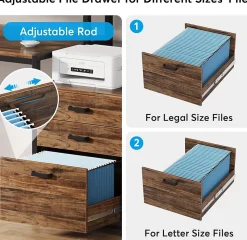 Tribesigns Bureau 160 cm avec tiroirs et support d'écran Marron