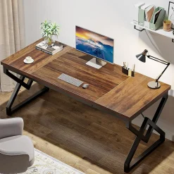 Tribesigns Bureau 160 cm en Bois Extra-épais et Cadre métallique
