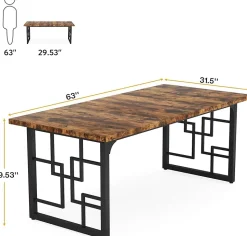 Tribesigns Bureau de 160 cm Marron Vintage