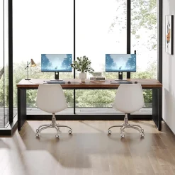 Tribesigns Bureau d'ordinateur Industrielle de 180 cm avec châssis métallique Robuste Marron