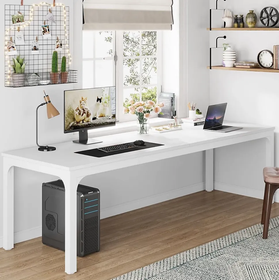Tribesigns Bureau d'Ordinateur 200 cm Double Longue Blanc