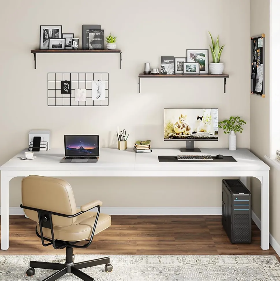 Tribesigns Bureau d'Ordinateur 200 cm Double Longue Blanc