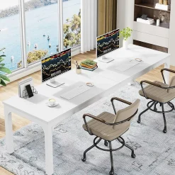Tribesigns Bureau d'Ordinateur 200 cm Double Longue Blanc