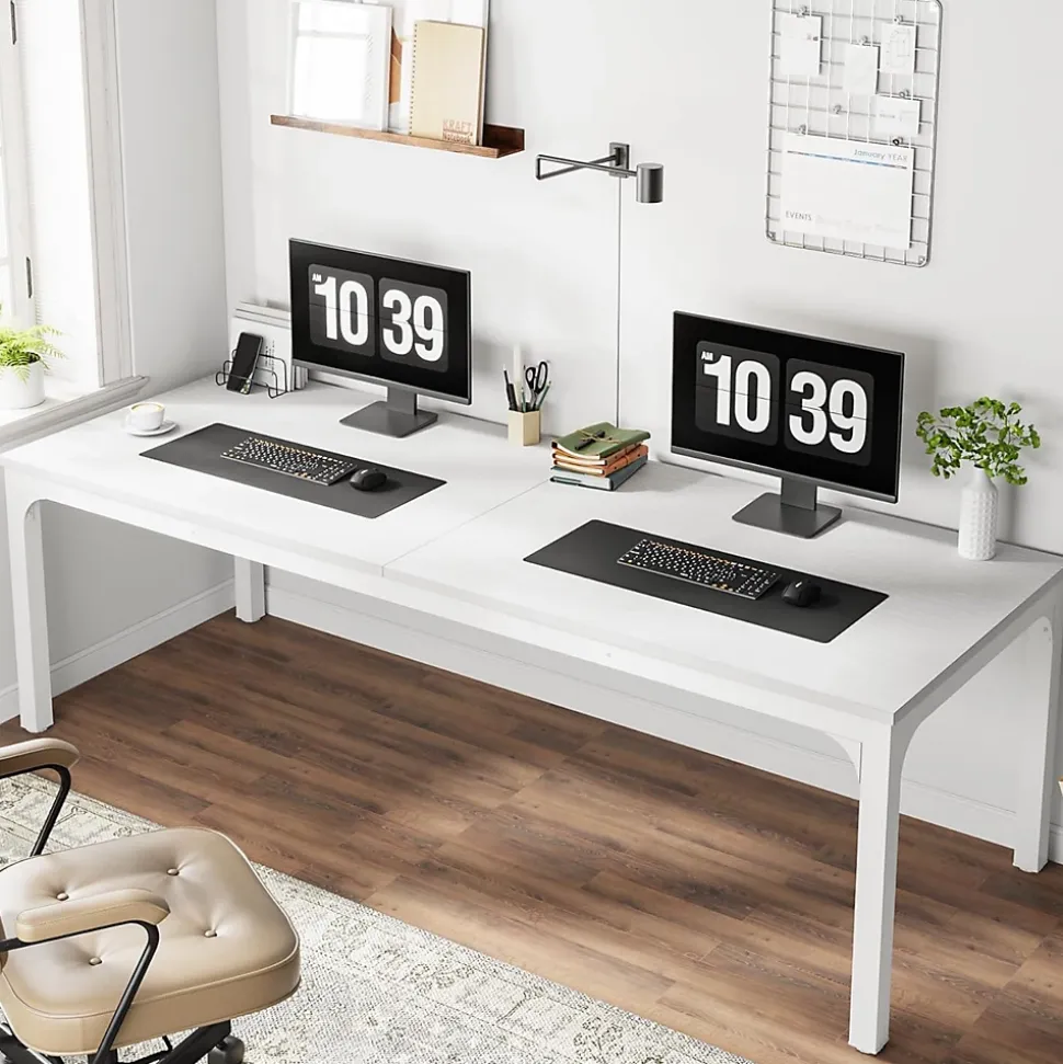 Tribesigns Bureau d'Ordinateur 200 cm Double Longue Blanc