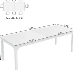 Tribesigns Bureau d'Ordinateur 200 cm Double Longue Blanc
