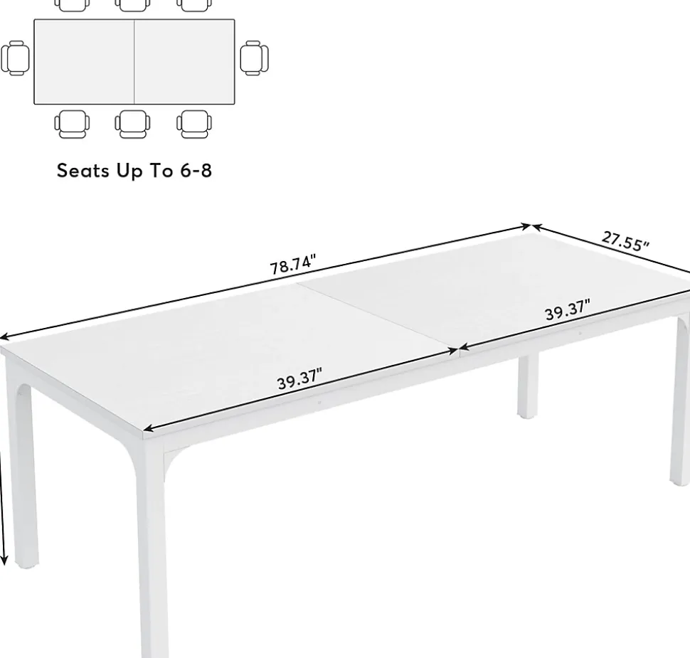 Tribesigns Bureau d'Ordinateur 200 cm Double Longue Blanc