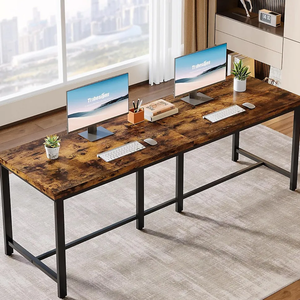 Tribesigns Bureau Extra Long 200cm Marron Vintage