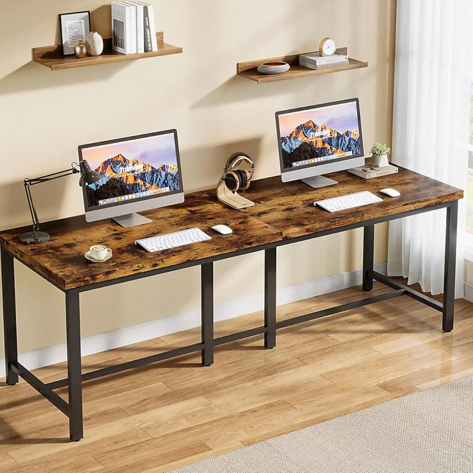 Tribesigns Bureau Extra Long 200cm Marron Vintage