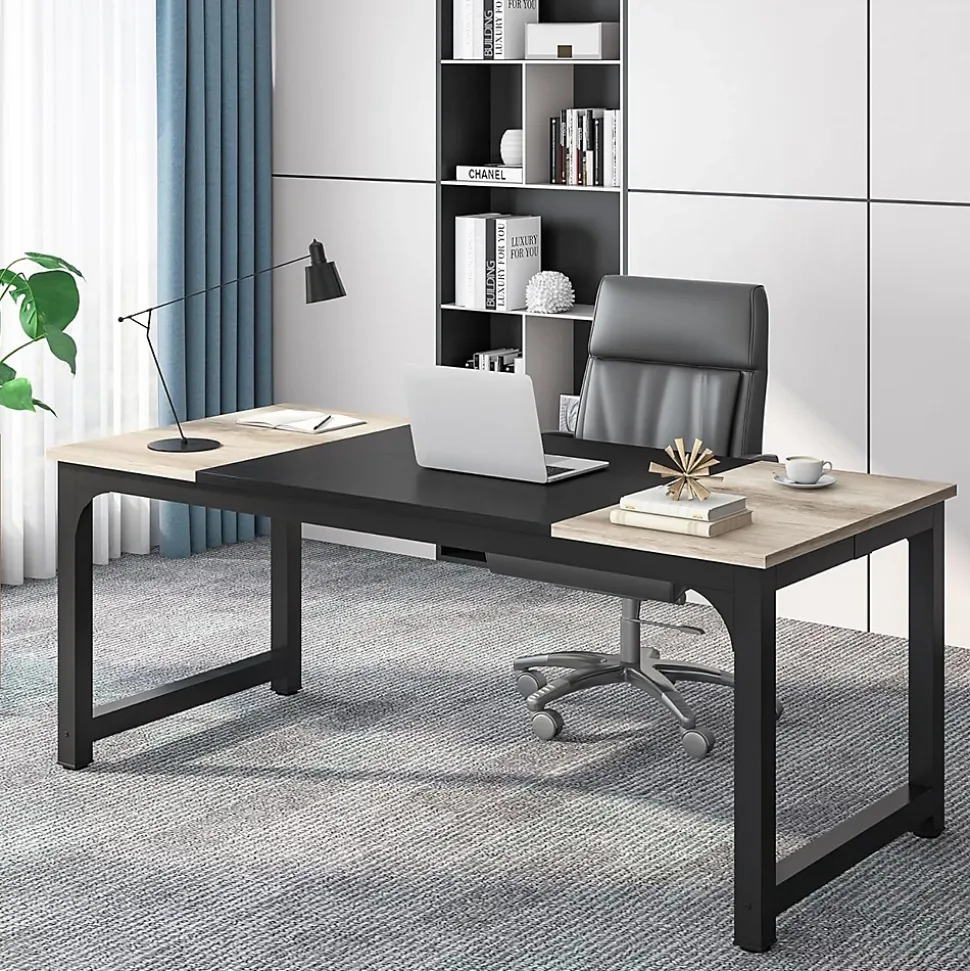 Tribesigns Bureau Gris Vintage et Noir