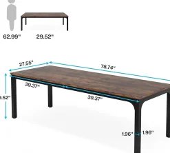 Tribesigns Bureau Informatique Double Long Marron Rustique