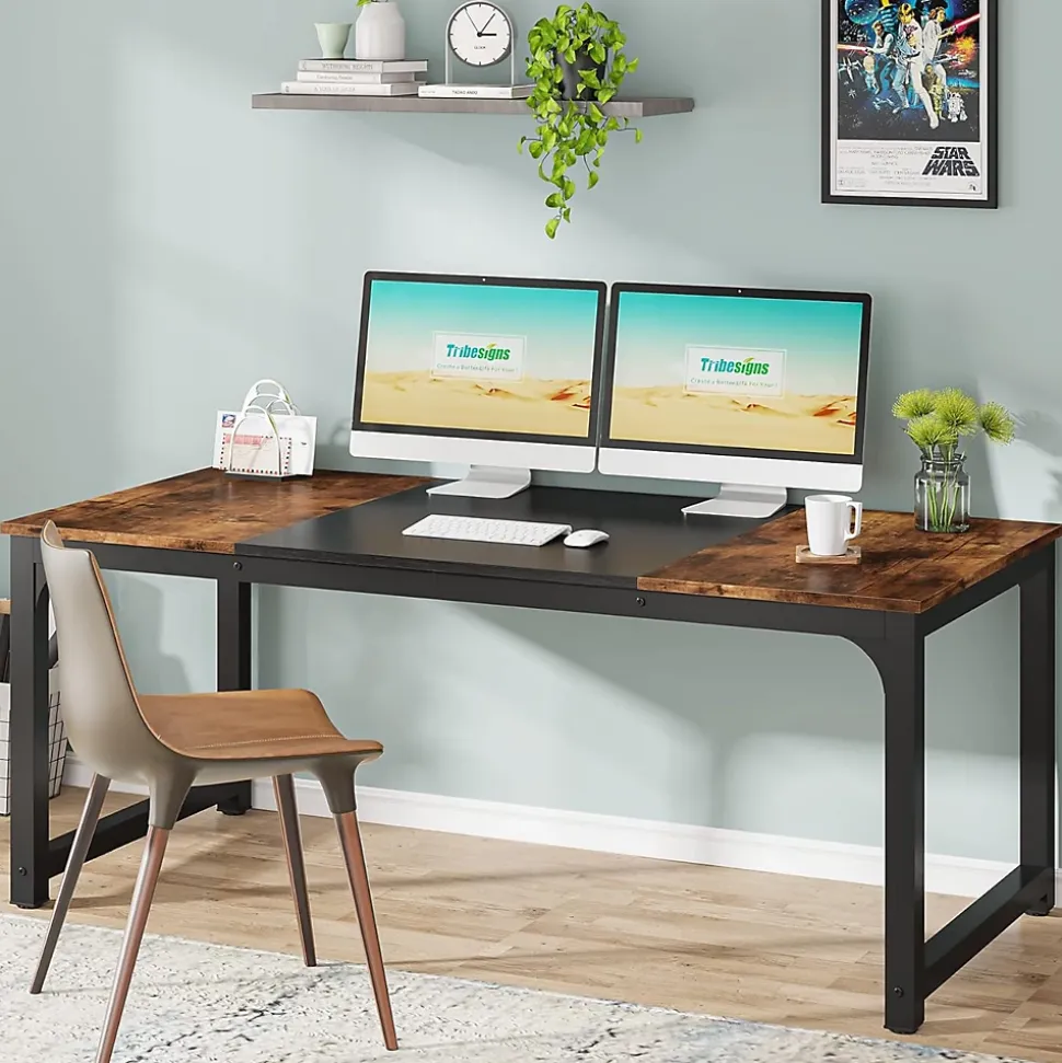 Tribesigns Bureau rectangle marron et noir
