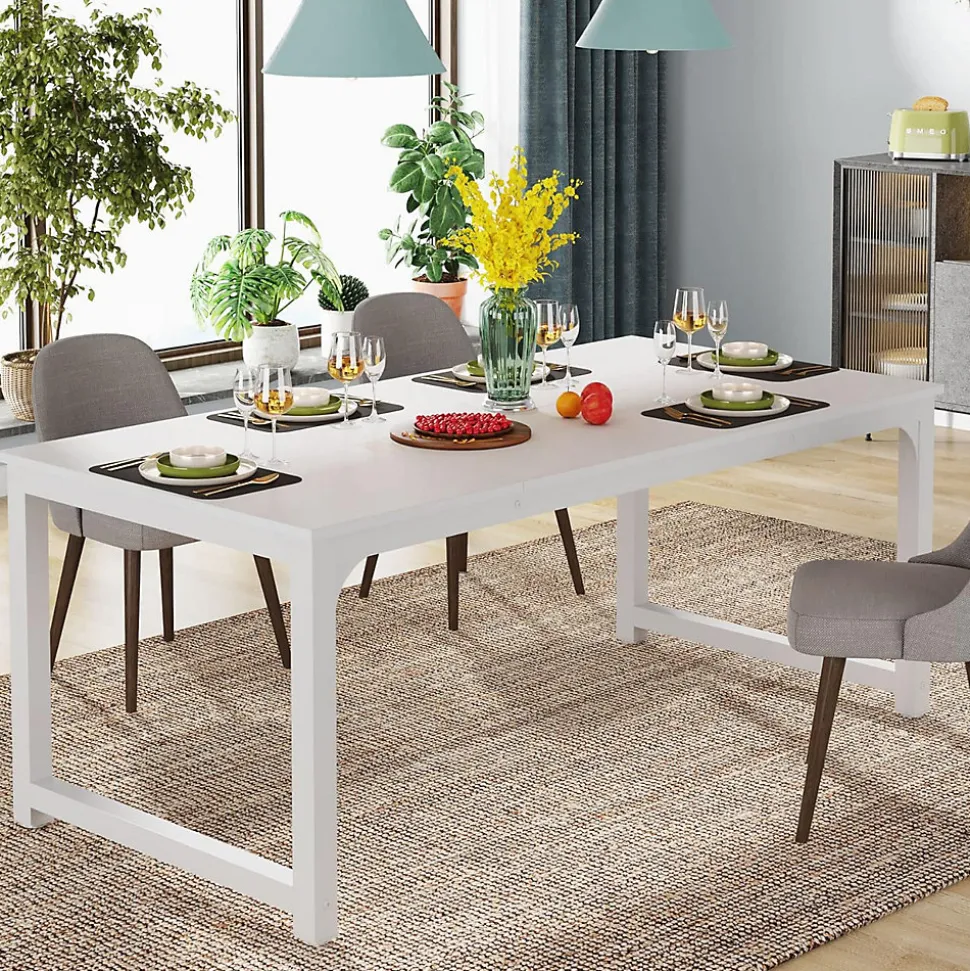 Tribesigns Bureau rectangle Moderne Blanc