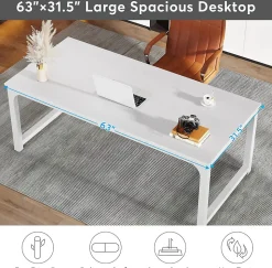 Tribesigns Bureau rectangle Moderne Blanc