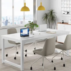 Tribesigns Bureau rectangle Moderne Blanc