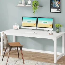 Tribesigns Bureau rectangle Moderne Blanc