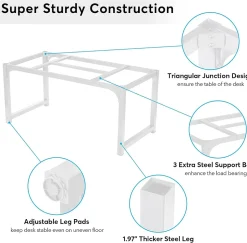 Tribesigns Bureau rectangle Moderne Blanc