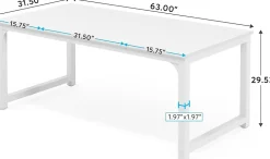Tribesigns Bureau rectangle Moderne Blanc