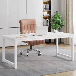 Tribesigns Bureau rectangle Moderne Blanc