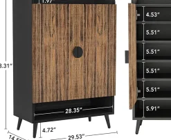 Tribesigns Meuble à chaussures à 7 niveaux avec portes et étagères réglables marron rustique