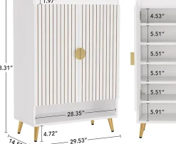 Tribesigns Meuble à chaussures avec 2 portes à 7 niveaux pour 25 paires couloir blanc