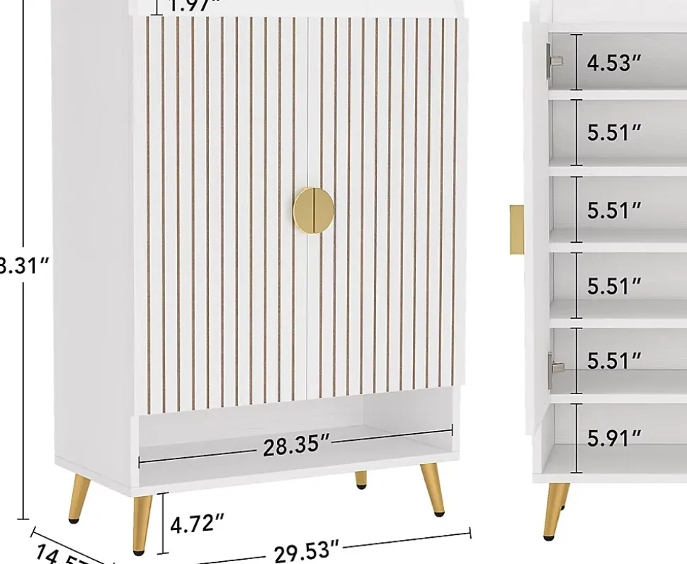 Tribesigns Meuble à chaussures avec 2 portes à 7 niveaux pour 25 paires couloir blanc
