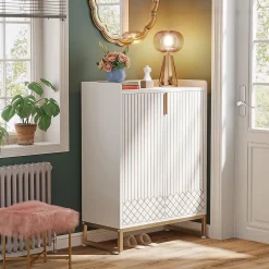 Tribesigns Meuble de Rangement à Chaussures Armoire 25 Paires avec Portes Blanc