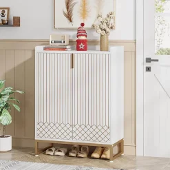 Tribesigns Meuble de Rangement à Chaussures Armoire 25 Paires avec Portes Blanc