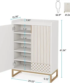 Tribesigns Meuble de Rangement à Chaussures Armoire 25 Paires avec Portes Blanc