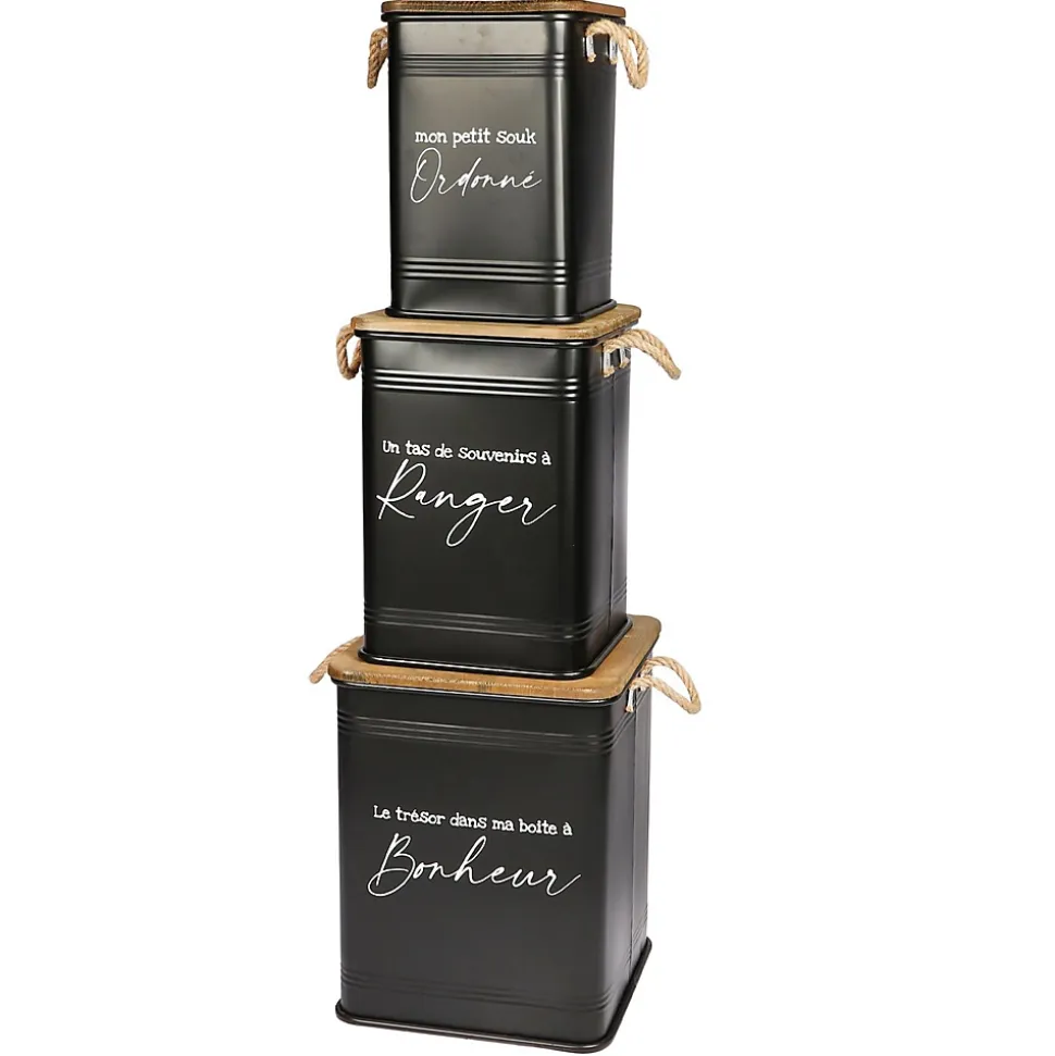 Trio de caisse de rangementen métal Loft